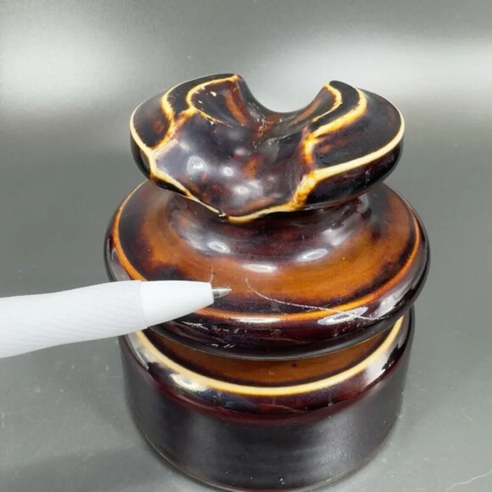 Vintage Locke 1977 Porcelain Brown Ceramic Insulator Large Heavy Stoneware‎ Vtg